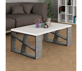 Τραπεζάκι σαλονιού Honey χρώμα γκρι ρετρό - λευκό 105x60x40εκ.