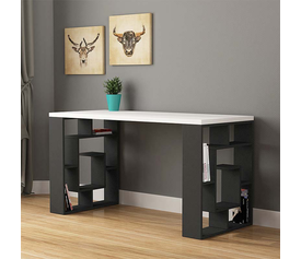 Γραφείο εργασίας Labirent χρώμα ανθρακί - λευκό 140x60x75εκ