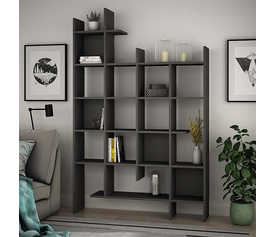 Βιβλιοθήκη Manco χρώμα ανθρακί 122x25,5x188εκ.