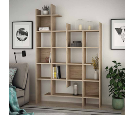 Βιβλιοθήκη Manco χρώμα φυσικό οξιάς 122x25,5x188εκ.