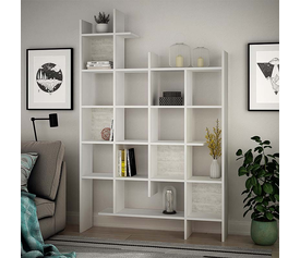 Βιβλιοθήκη Manco χρώμα λευκό 122x25,5x188εκ.