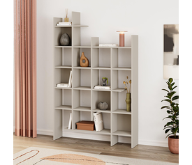 Βιβλιοθήκη Manco χρώμα sandstone 122x25,5x188εκ.