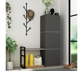 Έπιπλο εισόδου με κρεμάστρα Mello χρώμα ανθρακί 109x39x149εκ.