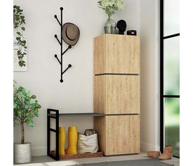 Έπιπλο εισόδου με κρεμάστρα Mello χρώμα φυσικό οξιάς 109x39x149εκ.