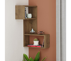 Ραφιέρα τοίχου γωνιακή Part χρώμα ανοιχτό καρυδί 47x20x82εκ.