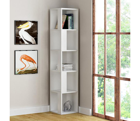 Βιβλιοθήκη γωνιακή Piano χρώμα λευκό 31,4x31,4x158,9εκ.