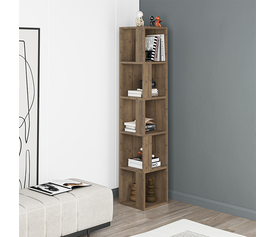 Βιβλιοθήκη γωνιακή Piano χρώμα ανοιχτό καρυδί 31,4x31,4x158,9εκ.