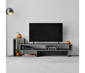 Έπιπλο τηλεόρασης Tetra χρώμα γκρι ρετρό 136,7x40x42εκ.