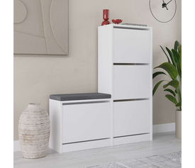 Παπουτσοθήκη Dude χρώμα λευκό 104,8x26x118,5εκ.