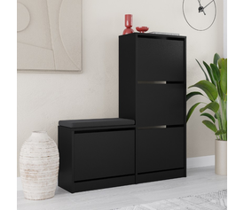 Παπουτσοθήκη Dude χρώμα μαύρο 104,8x26x118,5εκ.