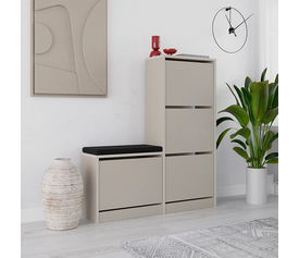 Παπουτσοθήκη Dude χρώμα sandstone 104,8x26x118,5εκ.