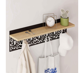 Κρεμάστρα τοίχου Novo από  μέταλλο - μελαμίνη χρώμα sapphire oak - μαύρο 80x12,2x20εκ.