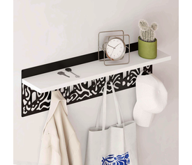 Κρεμάστρα τοίχου Novo από  μέταλλο - μελαμίνη χρώμα λευκό - μαύρο 80x12,2x20εκ.