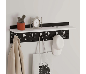 Κρεμάστρα τοίχου Popy από  μέταλλο - μελαμίνη χρώμα λευκό - μαύρο 80x15,2x20,3εκ.