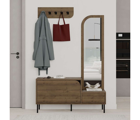 Έπιπλο εισόδου Mila με κρεμάστρα χρώμα ανοιχτό καρυδί 120x37x171,6εκ.