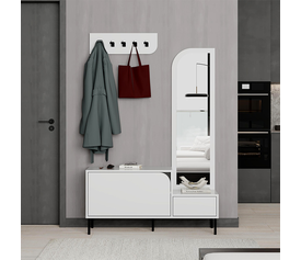 Έπιπλο εισόδου Mila με κρεμάστρα χρώμα λευκό 120x37x171,6εκ.