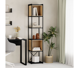 Βιβλιοθήκη Vale Mini χρώμα silky black - sapphire oak 36,2x39x179εκ.