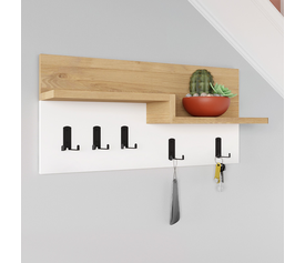 Κρεμάστρα τοίχου Harmon χρώμα sapphire oak - λευκό 65x15x31εκ.