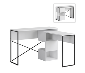 Γραφείο εργασίας πολυμορφικό Badau χρώμα λευκό 110x37,2x77εκ.