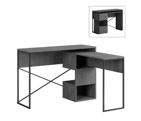 Γραφείο εργασίας πολυμορφικό Badau χρώμα γκρι ρετρό 110x37,2x77εκ.