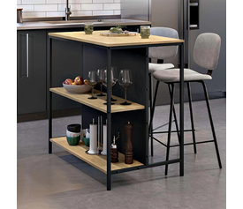 Τραπέζι μπαρ Detroit χρώμα sapphire oak - silky black 100x60x95εκ.