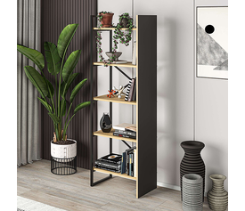 Βιβλιοθήκη Detroit χρώμα sapphire oak - silky black 58x35,2x175εκ.