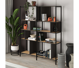 Βιβλιοθήκη Maxi χρώμα sapphire oak - silky black 144x35x175εκ.