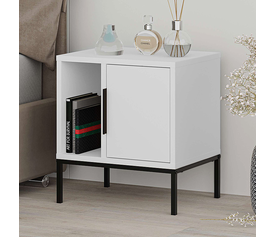 Κομοδίνο Glynn χρώμα λευκό 45x35x50εκ.