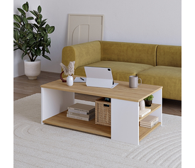 Τραπεζάκι σαλονιού Berg χρώμα φυσικό οξιάς - λευκό 110x60x40εκ.