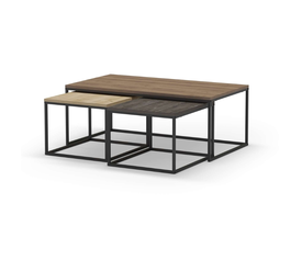 Τραπεζάκι σαλονιού σετ 3 τμχ. Camelia χρώμα ανοιχτό καρυδί - sapphire oak - καφέ 110x60x41,8εκ.