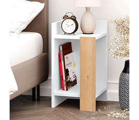 Κομοδίνο Elos χρώμα λευκό - saphhire oak 30x31,7x55εκ.