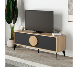 Έπιπλο τηλεόρασης Gora χρώμα sapphire oak - silky black 140x35,6x51εκ.