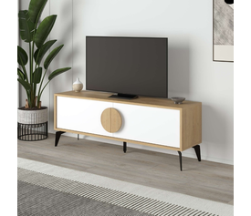 Έπιπλο τηλεόρασης Gora χρώμα sapphire oak - λευκό 140x35,6x51εκ.