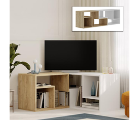 Έπιπλο τηλεόρασης Glis πολυμορφικό χρώμα sapphire oak - λευκό 145x35x44,8εκ.