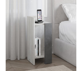 Κομοδίνο Elos αριστερό χρώμα λευκό αντικέ - γκρι ρετρό 25x27x60εκ.