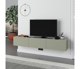 Έπιπλο τηλεόρασης επιτοίχιο Francy χρώμα ash green 180x30x30εκ.