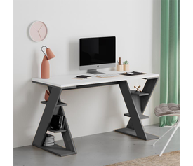 Γραφείο εργασίας Papillon χρώμα ανθρακί - λευκό 137x60x75εκ