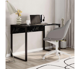 Γραφείο εργασίας Inna χρώμα μαύρο εφέ μαρμάρου 100x60x75εκ.
