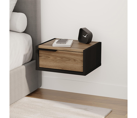 Κομοδίνο επιτοίχιο Eco χρώμα black wood - καρυδί 40x33x18,5εκ.