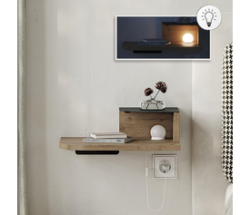 Κομοδίνο επιτοίχιο Luno με LED χρώμα sepet oak 40x30x16,2εκ.