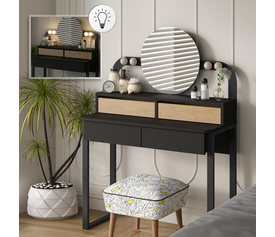 Τουαλέτα με καθρέπτη Lora με LED χρώμα μαύρο - sapphire oak 96x40x133,4εκ.