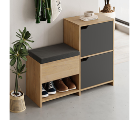 Παπουτσοθήκη Haven χρώμα sapphire oak - ανθρακί 101x35x80,4εκ.