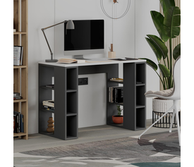 Γραφείο εργασίας Colmar χρώμα ανθρακί - λευκό 106x50x75εκ.