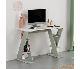Γραφείο εργασίας Papillon χρώμα ash green - λευκό 106x50x75εκ