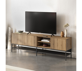 Έπιπλο τηλεόρασης Amira χρώμα καρυδί Ud - black wood 180x35x55εκ.