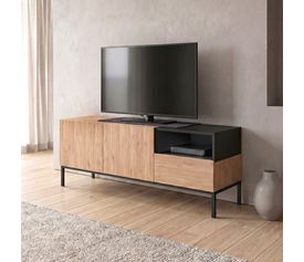 Έπιπλο τηλεόρασης Cailin χρώμα sepet oak - black wood 140x41,8x55εκ.