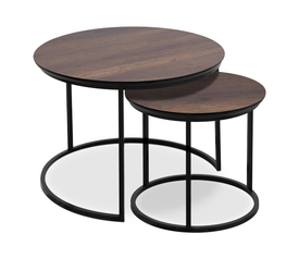 Τραπεζάκια σαλονιού Gary Mdf - μεταλλικό χρώμα καρυδί 65x65x44εκ.