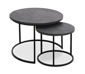 Τραπεζάκι σαλονιού σετ 2 τμχ Gary Mdf - μεταλλικό χρώμα σκούρο γκρι σκυροδέματος 65x65x44εκ.