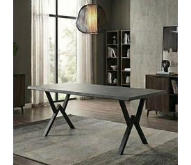 Τραπέζι Walter Mdf - μεταλλικό χρώμα σκούρο γκρι σκυροδέματος 200x100x75εκ.
