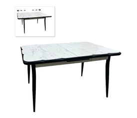 Τραπέζι Karen επεκτεινόμενο χρώμα λευκό εφέ μαρμάρου - μαύρο 130/160x80x75εκ.